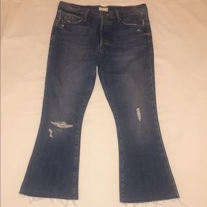 MOTHER Nomad crop fray denim